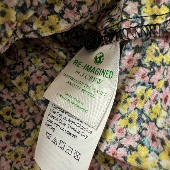 J. Crew Liberty Square Neck cinched waist busy Izzy print floral blouse top, 4 - Picture 8 of 10